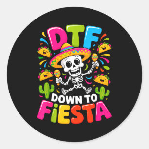 Sticker Rond Dtf jusqu'à la fête crâne drôle mexicain enfant po