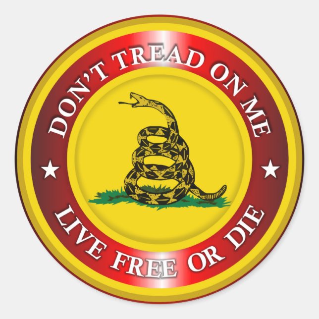 Sticker Rond DTOM - Live Free ou Die 2 (cuivre) (Devant)