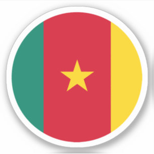 Sticker rond du drapeau du Cameroun