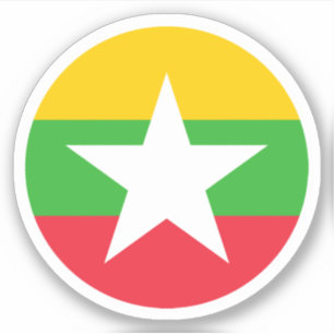 Sticker rond du drapeau du Myanmar