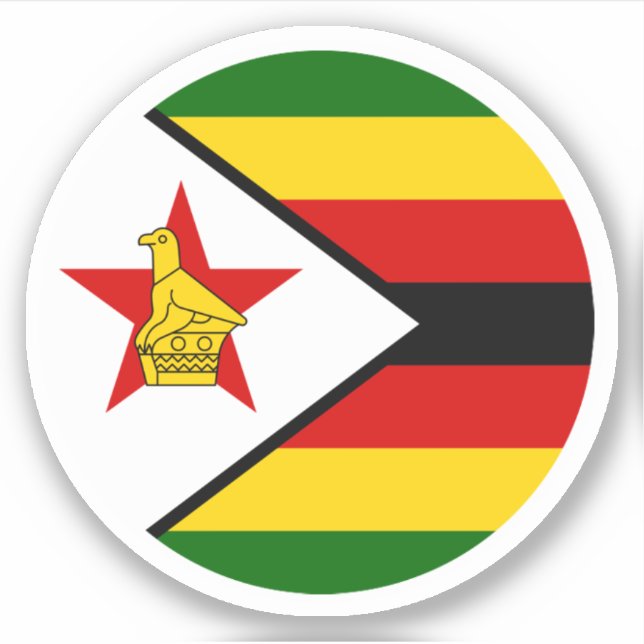 Sticker rond du drapeau du Zimbabwe (Devant)