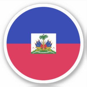 Sticker rond du drapeau haïtien