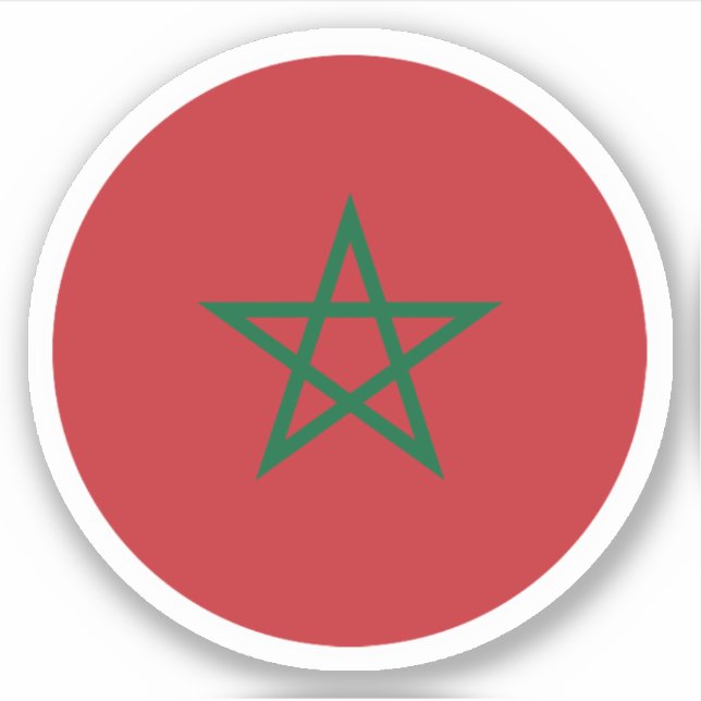 Sticker rond du drapeau marocain (Devant)