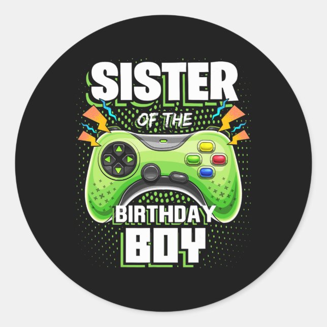 Sticker Rond Du Jeu Vidéo Correspondant Garçon Anniversaire Ann (Devant)