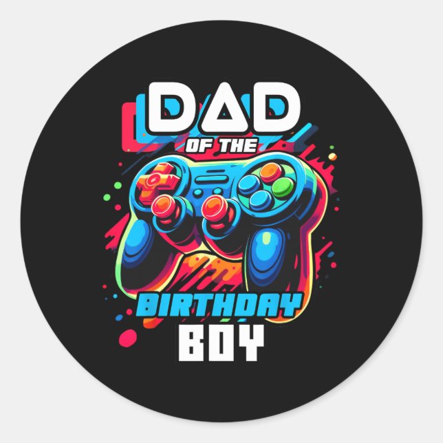 Sticker Rond Du Jeu Vidéo Correspondant Garçon Anniversaire P (Devant)