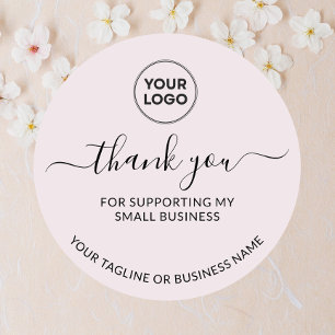 Sticker rond du logo minimaliste en Merci blanc