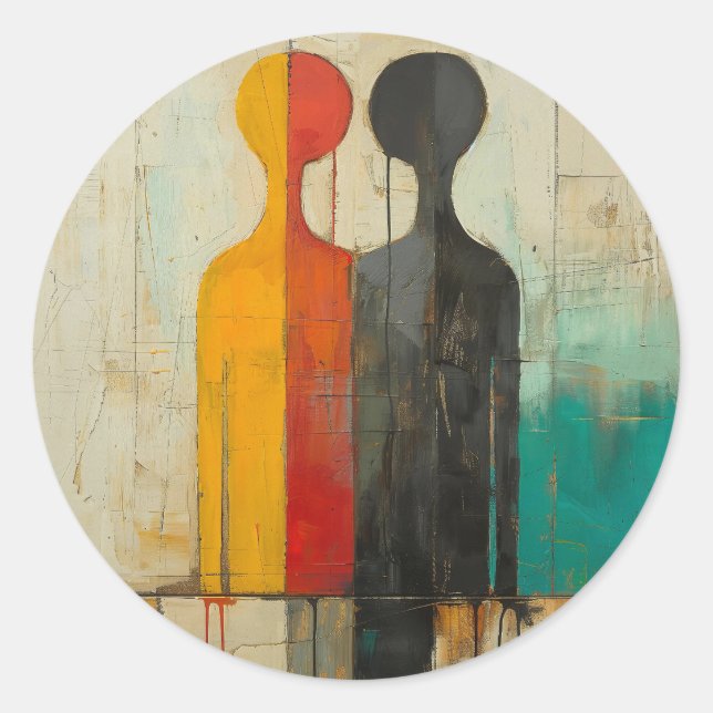 Sticker Rond Dualité – Figures abstraites de lumière et d'ombre (Devant)