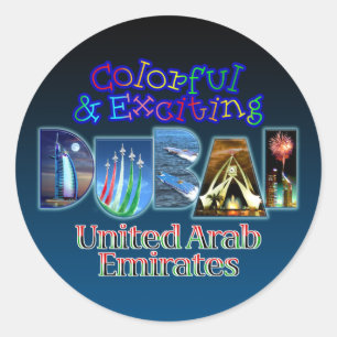 Sticker Rond Dubaï colorée et passionnante
