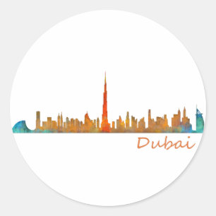 Sticker Rond Dubai Skyline Cityscape v1