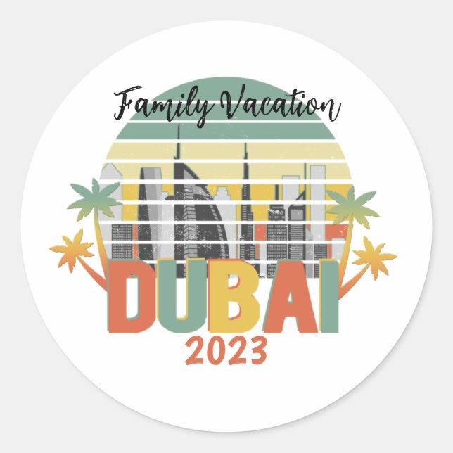 Sticker Rond Dubaï Travel Tourist Vacances Group (Devant)