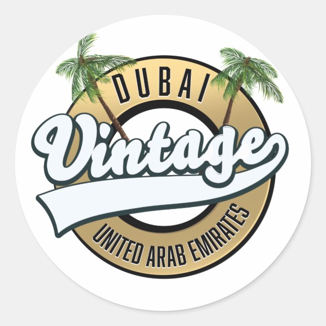 Sticker Rond Dubaï Vintage Émirats arabes unis  (Devant)