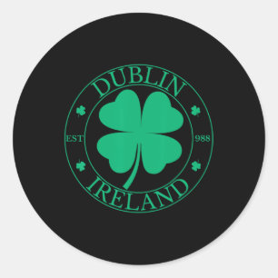 Sticker Rond Dublin Ireland East 988 Clover Leaf Shamrock St. P