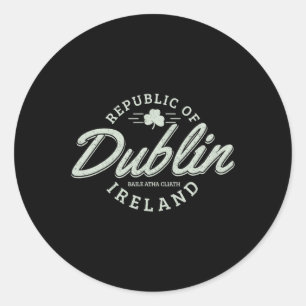Sticker Rond Dublin Irlande Clover Leaf Irish St Patricks Day