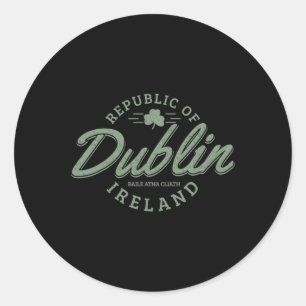 Sticker Rond Dublin Irlande Clover Leaf Irish St Patricks Day