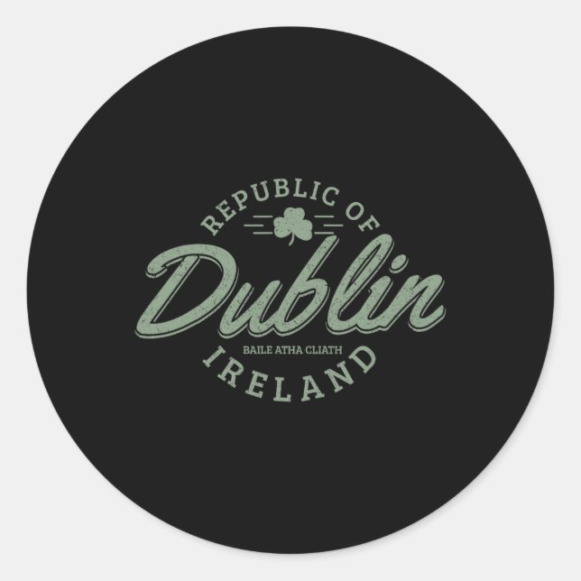 Sticker Rond Dublin Irlande Clover Leaf Irish St Patricks Day (Devant)