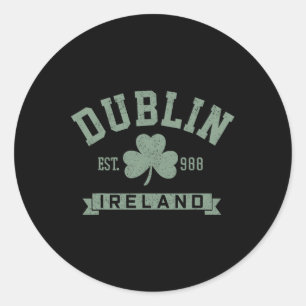 Sticker Rond Dublin Irlande Clover Leaf Irish St Patricks Day
