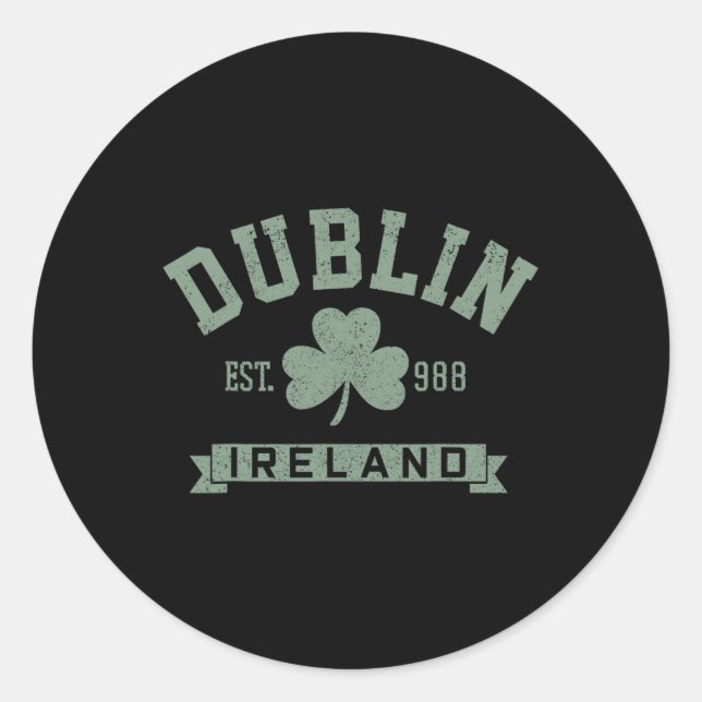 Sticker Rond Dublin Irlande Clover Leaf Irish St Patricks Day (Devant)