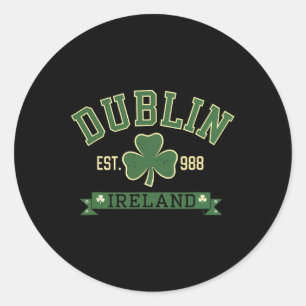Sticker Rond Dublin Irlande Clover Leaf Shamrock Da