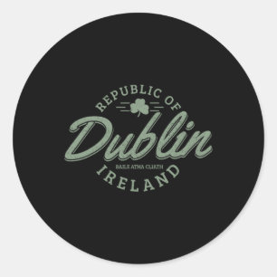 Sticker Rond Dublin Irlande Trèfle Feuille Irlandais St. Patric
