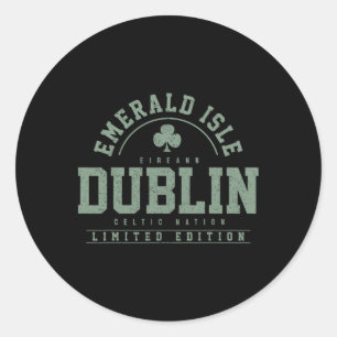 Sticker Rond Dublin Irlande Trèfle Jour de la Saint-Patrick Irl