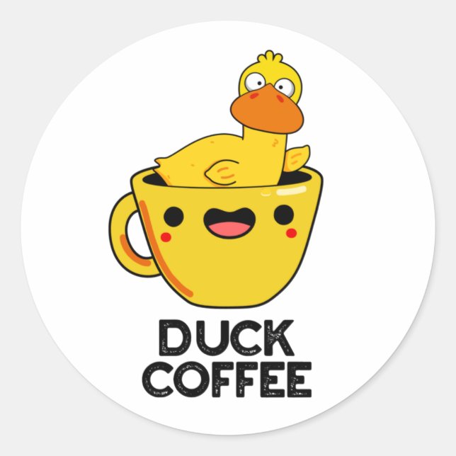 Sticker Rond Duck Coffee Drôle Drink Pun (Devant)