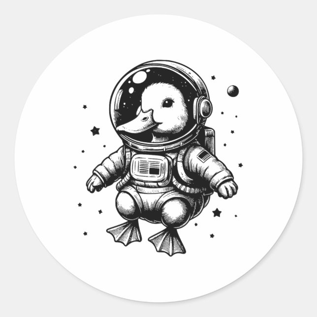 Sticker Rond Duck Papa Maman Espace - Astronaut Canard (Devant)