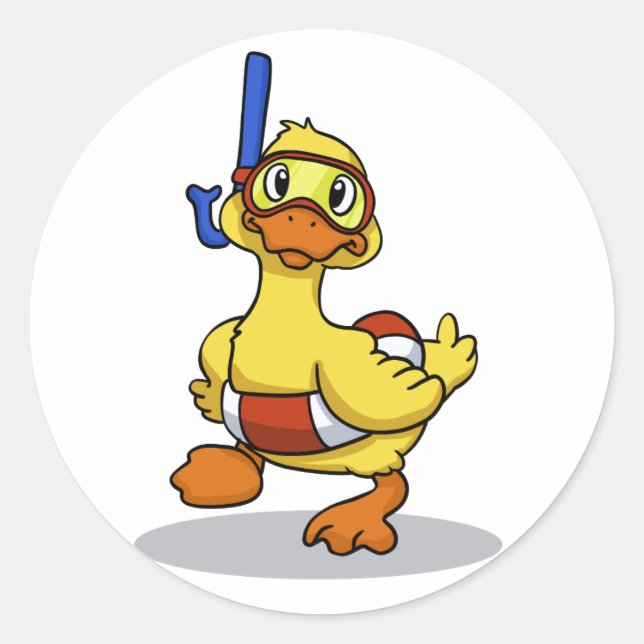 Sticker Rond Duck wearing snorkeling mask choose (Devant)