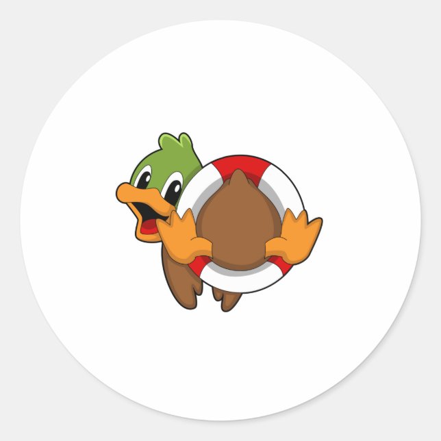 Sticker Rond Duck with Swim ring (Devant)