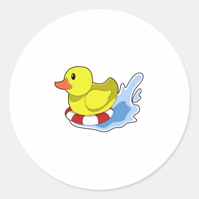 Sticker Rond Duck with Swim ring à Water.PNG (Devant)