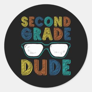 Sticker Rond Dude de 2e année Retour à l'école Premier jour de