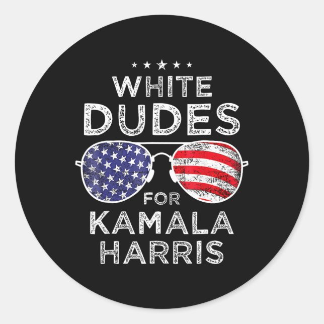 Sticker Rond Dudes De Kamala Harris Sungles Retro (Devant)
