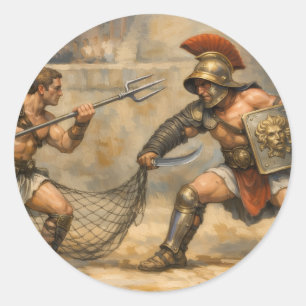 Sticker Rond Duel de gladiateurs romains