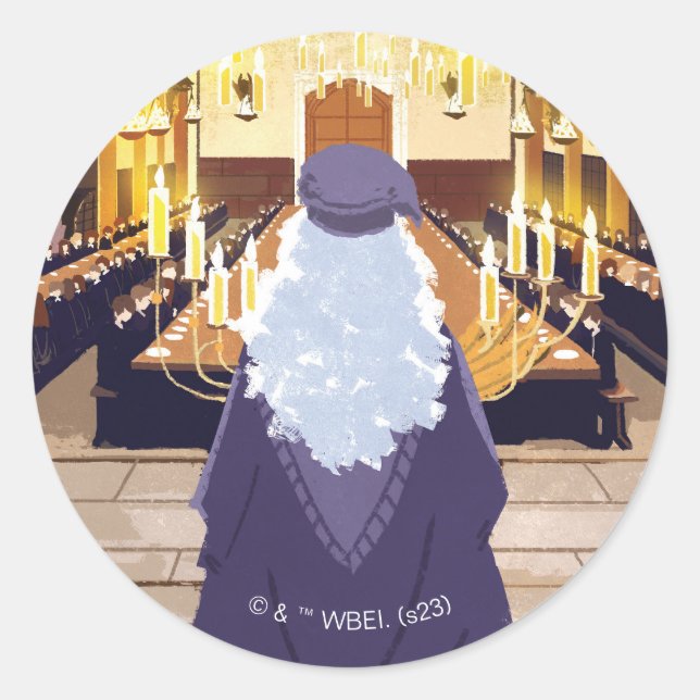 Sticker Rond Dumbledore Parlant dans la grande salle Hogwarts (Devant)