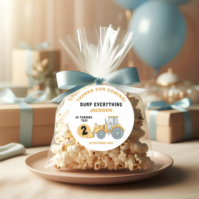 Sticker Rond "DUMP EVERYTHING! Construction Birthday 2 (Créateur téléchargé)