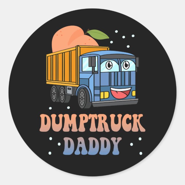 Sticker Rond Dumptruck Daddy Retro Super Père Day Constructi (Devant)