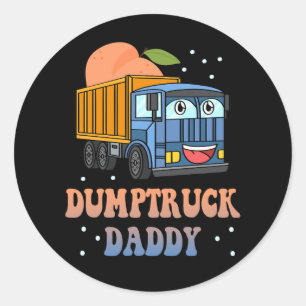 Sticker Rond Dumptruck Daddy Retro Super Père Day Constructi