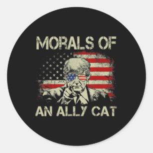 Sticker Rond D'Un Chat Allié Drôle Trump 2024