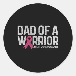Sticker Rond D'Une Chemise De Guerrier Papa Du Sein Cancer Du S