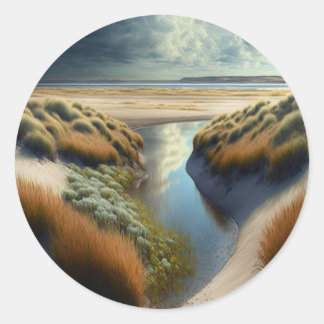 Sticker Rond Dunes côtières néerlandaises