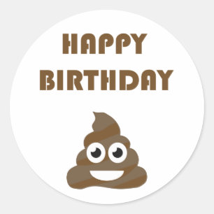 Sticker Rond Dunette mignonne drôle Emoji de partie de joyeux