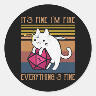 Sticker Rond Dungeon Crawler Dragon Master Cat I'm Fine