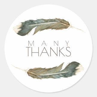 Sticker Rond Duo aquarelle en plumes | Merci beaucoup