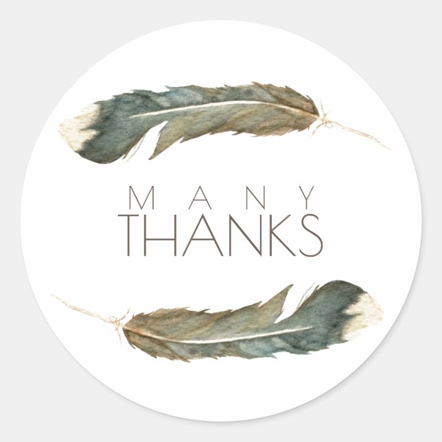 Sticker Rond Duo aquarelle en plumes | Merci beaucoup (Devant)