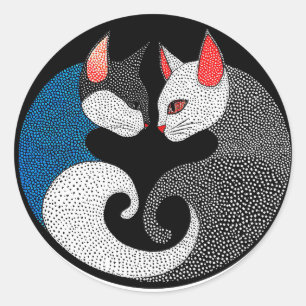 Sticker Rond 🐾 Duo de Chats Minimaliste pour Amateurs de Chats