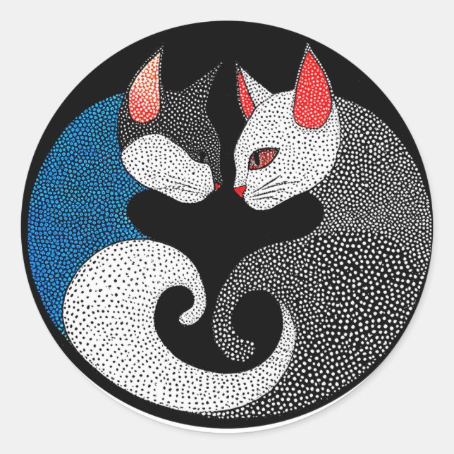 Sticker Rond 🐾 Duo de Chats Minimaliste pour Amateurs de Chats (Devant)
