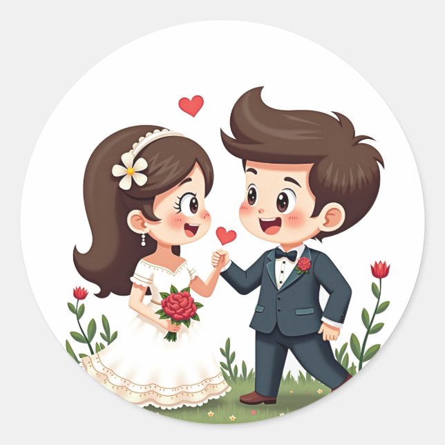 Sticker Rond Duo du jour de mariage (Devant)
