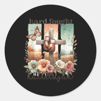 Sticker Rond Dur combattu Hallelujah Foi Dieu Jésus Religieux C