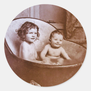 Sticker Rond Durée vintage du bain de bébé