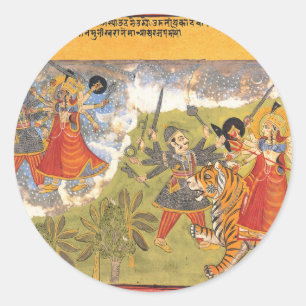 Sticker Rond Durga combat le rajah de Daitya