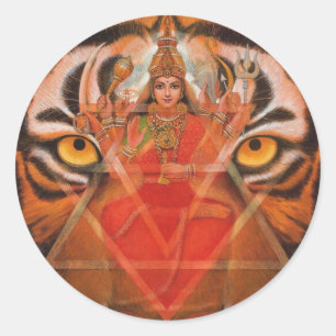 Sticker Rond Durga & Tigre
